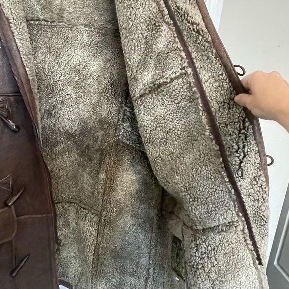Men's Brown 100% Sheepskin Shearling Coat - Vintage Oscar Leopold - Picture 9 of 11